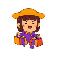 Cute Shopper Girl cartoon character