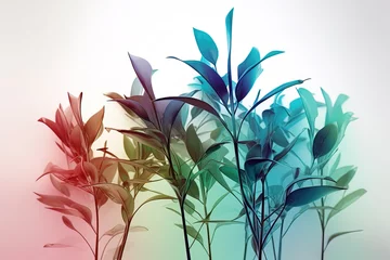 Deurstickers Mehrfarbiges Herbarium auf weißem Hintergrund © Natali