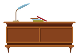 Wooden table or desktop. Clean element of of home interior scenic. Template for object presentation. Table isolated on white background