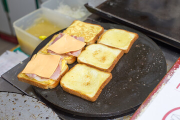 American food: french fries, sandwich, and fast food.