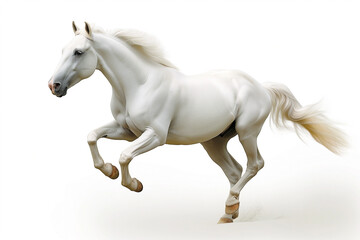 Obraz na płótnie Canvas horse breed white Quarter galloping fast, isolated on white background