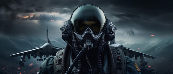 Fototapeta premium Experience the thrill of a fighter pilot's perspective with this HD widescreen wallpaper, capturing the dynamic essence from an aerial view.