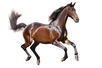 Obraz na płótnie Canvas stallion beautiful adult bay arabian galloping, isolated on white background