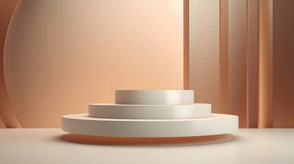 Gold geometric pedestal podium with Minimal circle backdrop an pillar abstract studio room,,
circular pedestal with orange background.