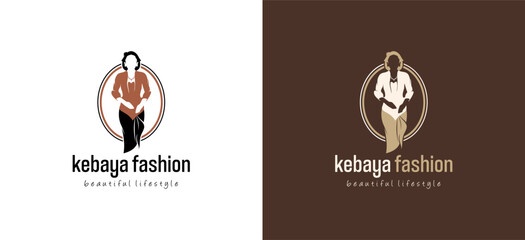Javanese traditional kebaya fashion logo design, silhouette of traditional lifestyle clothing