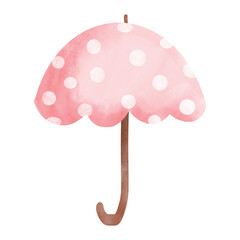 Pink polka dots umbrella watercolor.