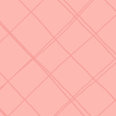 pink, red background with zig zag texture effect, weave plaid style fine broken lines. Irregular check repeat pattern. Square diagonal shape, grunge