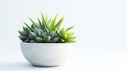 Small plant in pot succulents or cactus isolated on white background