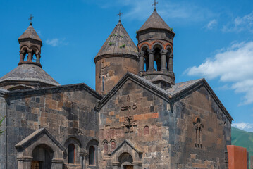 Fototapeta na wymiar Saghmosavank Armenian church or Monastery of Psalms is a popular tourist sightseeing destination.