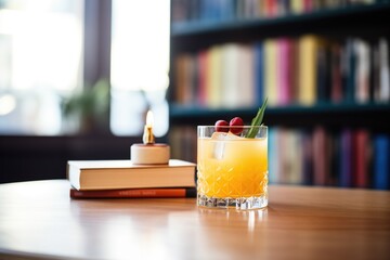 whiskey sour beside vintage cocktail book, bartending theme