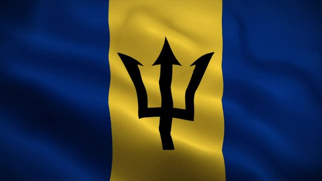 Barbados flag waving animation, perfect loop, official colors, 4K video