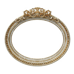 Old shabby gilded oval frame