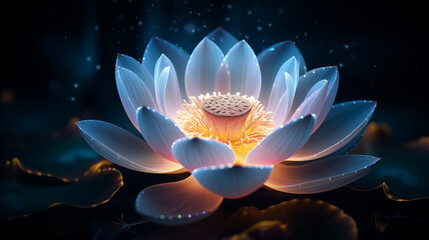 Naklejka na ściany i meble beautiful lotus glow at night