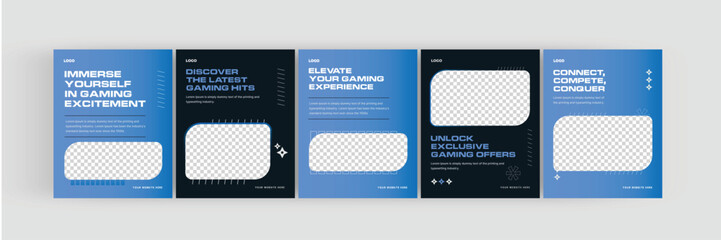 eSports gaming social media carousel, Instagram and LinkedIn banner design for gamers, vector illustration EPS 10