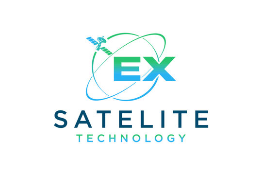 Satellite telecommunications technology logo design, future space company.