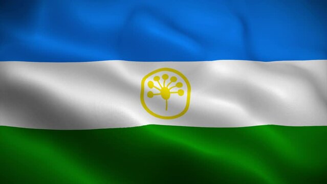 Bashkortostan flag waving animation, perfect loop, official colors, 4K video