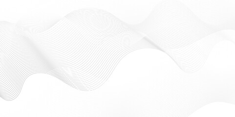 Modern abstract white wave digital geometric Technology, data science frequency gradient lines on transparent background. Isolated on white background. gray and white wavy stripes background.