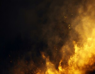Fototapeta na wymiar Burning fire with sparks on black background with copyspace. 