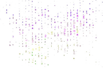 Light Pink, Green vector backdrop with algebra elements.