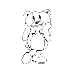 Obraz premium Valentine Teddy Bear Cartoon Mascot Character with Retro Style