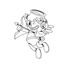 Cupid Valentine Cartoon Mascot Character with Retro Style