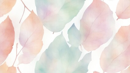 Seamless pattern of watercolor abstract of dried leaves in pastel colors from Generative AI