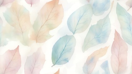 Fototapeta na wymiar Seamless pattern of watercolor abstract of dried leaves in pastel colors from Generative AI