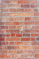 Detailed red brick wall background texture, copy space.