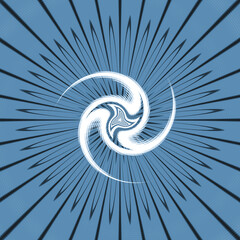 White Triskelion on Blue - Powerful Amulet of Balance with Nature