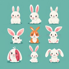 set of easter bunny