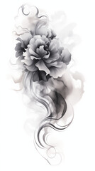 Whimsical Gray Smoke Shapes on a White Background, Evoking a Visual Mirage of a Flower, Ideal for a Vertical Banner and Mobile Phone Wallpaper with an Artistic and Imaginative Aesthetic