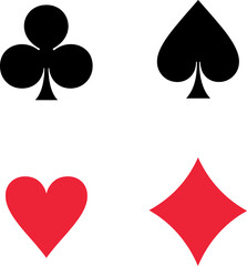 poker card symbols, playing card icons vector illustration