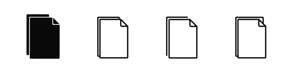 Document icon. Paper icon. Paper file. Page and sheet. Symbol set copy. Page in vector design flat