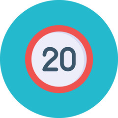20 Speed Limit icon vector image. Can be used for Road Signs.