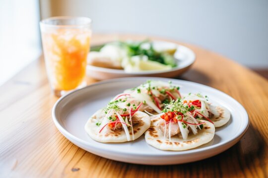 bean and cheese pupusas with curtido on a plate