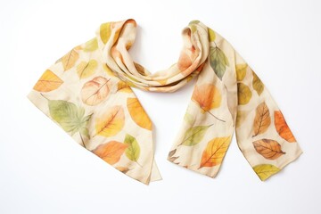 ecoprinting process with leaves on cotton scarf