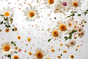 seamless floral pattern, flowers on ehite background, love flies concept 