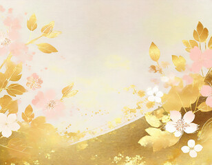 Gold and pink flowers background