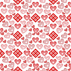 Seamless pattern with red and pink hearts, Valentines Day background