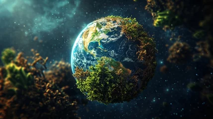 Photo sur Plexiglas Pleine Lune arbre Planet earth made of moss. View from space to earth. 