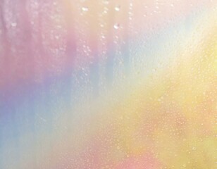 Blurred pastel background with rain drops on glass window surface.