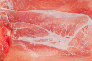 Texture of the jamon, cut into thin slices, top view