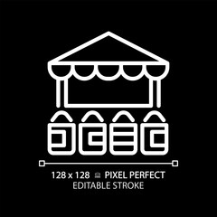 Traditional spices and herbs arabic market white linear icon for dark theme. Open space souk. Famous culture architecture. Thin line illustration. Isolated symbol for night mode. Editable stroke