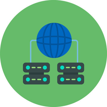 Global Servers icon vector image. Can be used for Networking and Data Sharing.