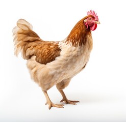 Stately Red Rooster Showcasing His Elegant Plumage on a White Background - Generative AI