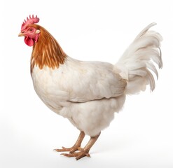 Fototapeta premium A Majestic White Chicken with Vibrant Feathers - Generative AI