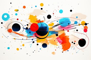 Immerse yourself in the engaging charm of this dynamic abstract line doodle circle - obrazy, fototapety, plakaty