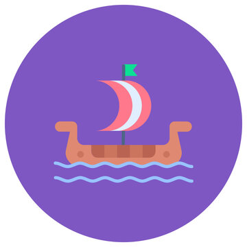 Viking Ship icon vector image. Can be used for Medieval.