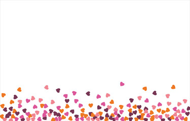 Festive heart banner design. Valentine's Day. Bright confetti hearts. Vector illustration.