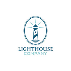 Lighthouse Beacon searchlight with simple lamp Logo Design Inspiration